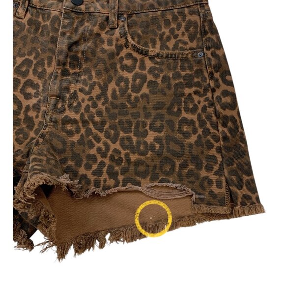 Alexander Wang X Denim Bite Short 26 Tan Leopard Print Frayed - Picture 6 of 12